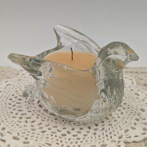 Vintage Avon "Dove in flight" Glass Candle Holder w Original Box & Unused Candle